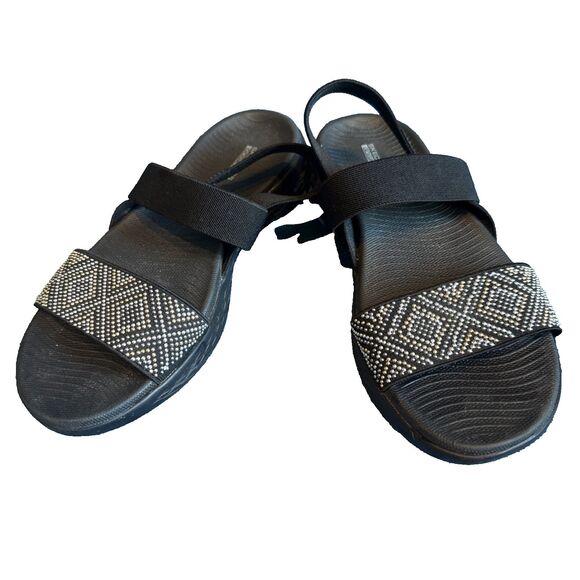 Skechers Goga Mat Sandals Metallic Studded Size 8 - Picture 4 of 10